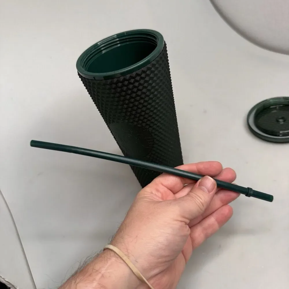Starbucks Venti 24 fl oz Travel Tumbler Green Circle Siren Spiked w/Straw NEW